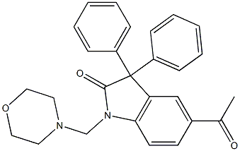 5-アセチル-3,3-ジフェニル-1-モルホリノメチル-2-インドリノン 化学構造式