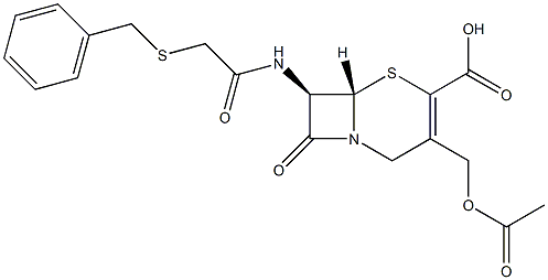 (7R)-7-[[[(ベンジルチオ)メチル]カルボニル]アミノ]-3-[(アセチルオキシ)メチル]セファム-3-エン-4-カルボン酸 化学構造式