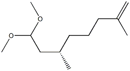 [S,(-)]-3,7-ジメチル-7-オクテナールジメチルアセタール 化学構造式