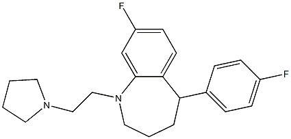 8-フルオロ-5-(4-フルオロフェニル)-2,3,4,5-テトラヒドロ-1-[2-(1-ピロリジニル)エチル]-1H-1-ベンゾアゼピン 化学構造式