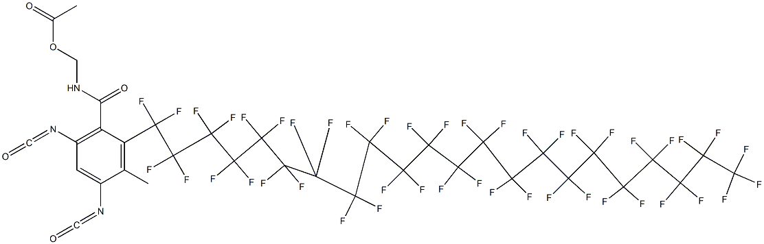 N-(アセチルオキシメチル)-2-(ペンタテトラコンタフルオロドコシル)-4,6-ジイソシアナト-3-メチルベンズアミド 化学構造式