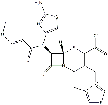 (7R)-7-[(2-アミノ-4-チアゾリル)(メトキシイミノ)アセチルアミノ]-3-[[(4-メチルチアゾール-3-イウム)-3-イル]メチル]セファム-3-エン-4-カルボン酸 化学構造式