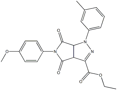 1,3a,4,5,6,6a-ヘキサヒドロ-4,6-ジオキソ-5-(4-メトキシフェニル)-1-(3-メチルフェニル)ピロロ[3,4-c]ピラゾール-3-カルボン酸エチル 化学構造式