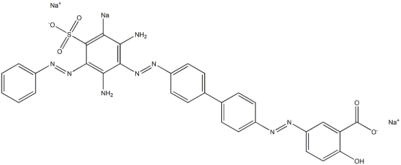 5-[[4'-[(2,6-ジアミノ-3-フェニルアゾ-5-ソジオスルホフェニル)アゾ]-1,1'-ビフェニル-4-イル]アゾ]-2-ヒドロキシ安息香酸ナトリウム 化学構造式