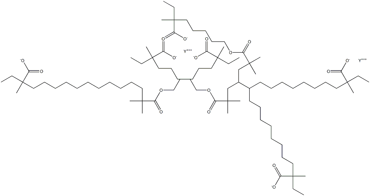 イットリウム2,2-ジメチルオクタノアート=ビス(2-エチル-2-メチルヘプタノアート) 化学構造式