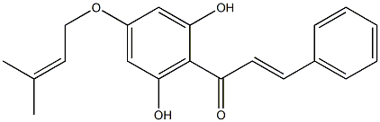 2-[(E)-3-フェニル-1-オキソ-2-プロペニル]-5-(3-メチル-2-ブテニルオキシ)ベンゼン-1,3-ジオール 化学構造式
