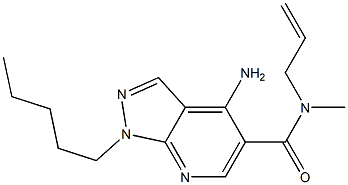 1-ペンチル-4-アミノ-N-メチル-N-(2-プロペニル)-1H-ピラゾロ[3,4-b]ピリジン-5-カルボアミド 化学構造式