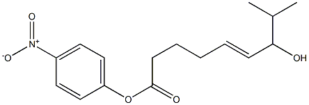 (E)-8-メチル-7-ヒドロキシ-5-ノネン酸p-ニトロフェニル 化学構造式