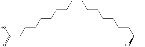 [Z,R,(-)]-17-ヒドロキシ-9-オクタデセン酸 化学構造式