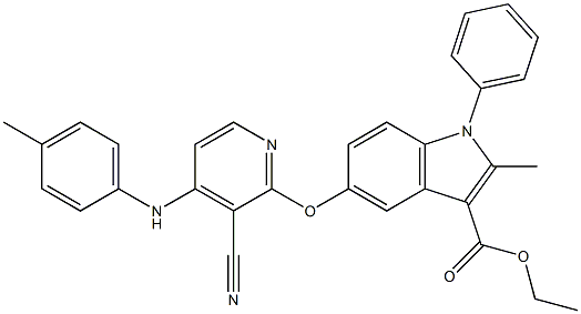 1-Phenyl-2-methyl-5-[3-cyano-4-[(4-methylphenyl)amino]pyridin-2-yloxy]-1H-indole-3-carboxylic acid ethyl ester