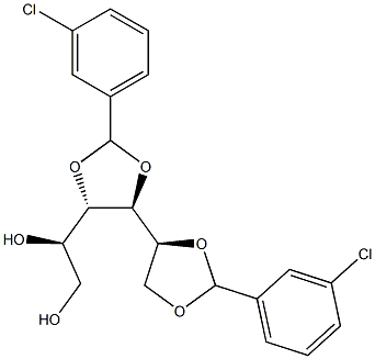 3-O,4-O:5-O,6-O-ビス(3-クロロベンジリデン)-L-グルシトール 化学構造式