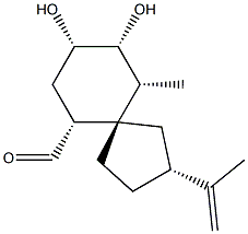 (2R,5S,6R,8S,9R,10R)-8,9-Dihydroxy-10-methyl-2-(1-methylethenyl)spiro[4.5]decane-6-carbaldehyde Structure