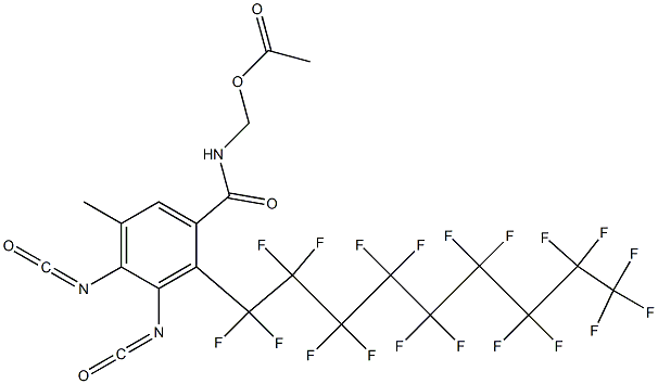 N-(アセチルオキシメチル)-2-(ノナデカフルオロノニル)-3,4-ジイソシアナト-5-メチルベンズアミド 化学構造式
