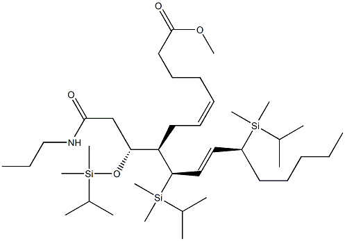 (5Z,8R,9R,10E,12S)-8-[(1R)-1-(ジメチルイソプロピルシリルオキシ)-2-(N-プロピルカルバモイル)エチル]-9,12-ビス(ジメチルイソプロピルシリル)-5,10-ヘプタデカジエン酸メチル 化学構造式