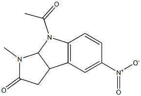 3,3a,8,8a-テトラヒドロ-1-メチル-8-アセチル-5-ニトロピロロ[2,3-b]インドール-2(1H)-オン 化学構造式