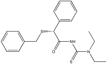 (-)-3-[(R)-(ベンジルチオ)フェニルアセチル]-1,1-ジエチルチオ尿素 化学構造式