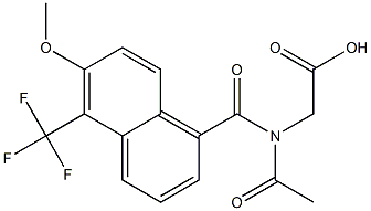 [N-アセチル-N-[オキソ[5-(トリフルオロメチル)-6-メトキシ-1-ナフチル]メチル]アミノ]酢酸 化学構造式