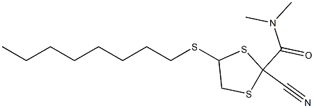 5-オクチルチオ-2-(ジメチルアミノカルボニル)-1,3-ジチオラン-2-カルボニトリル 化学構造式
