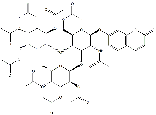 4-Methylumbelliferyl2-acetamido-3-O-(2,3,4-tri-O-acetyl-a-L-fucopyranosyl)-4-O-(2,3,4,6-tetra-O-acetyl-b-D-galactopyranosyl)-6-O-acetyl-2-deoxy-b-D-glucopyranoside