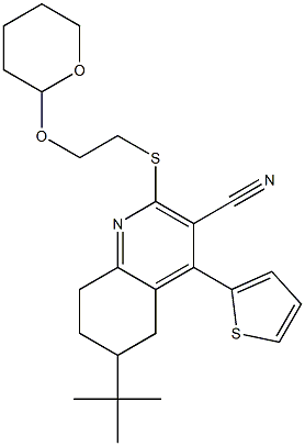 6-(tert-butyl)-2-{[2-(tetrahydro-2H-pyran-2-yloxy)ethyl]sulfanyl}-4-(2-thienyl)-5,6,7,8-tetrahydro-3-quinolinecarbonitrile