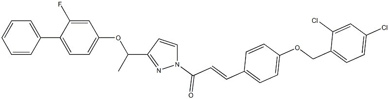 (E)-3-{4-[(2,4-dichlorobenzyl)oxy]phenyl}-1-(3-{1-[(2-fluoro[1,1'-biphenyl]-4-yl)oxy]ethyl}-1H-pyrazol-1-yl)-2-propen-1-one