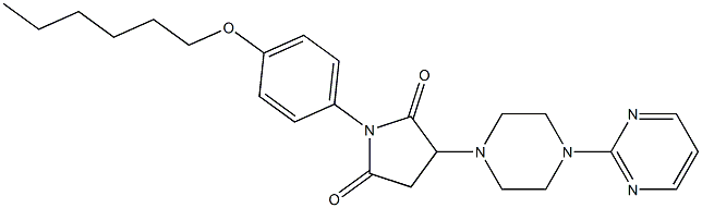 1-[4-(hexyloxy)phenyl]-3-[4-(2-pyrimidinyl)-1-piperazinyl]-2,5-pyrrolidinedione Structure