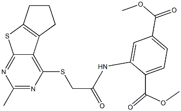 dimethyl 2-({[(2-methyl-6,7-dihydro-5H-cyclopenta[4,5]thieno[2,3-d]pyrimidin-4-yl)sulfanyl]acetyl}amino)terephthalate