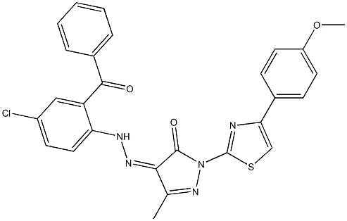 1-[4-(4-methoxyphenyl)-1,3-thiazol-2-yl]-3-methyl-1H-pyrazole-4,5-dione 4-[N-(2-benzoyl-4-chlorophenyl)hydrazone]