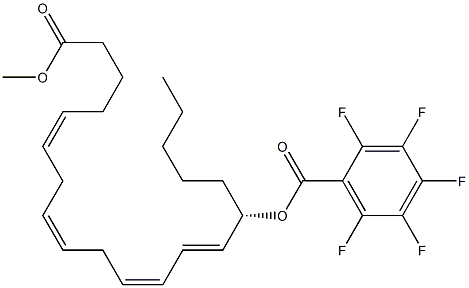 (5Z,8Z,11Z,13E,15S)-15-(ペンタフルオロベンゾイルオキシ)-5,8,11,13-イコサテトラエン酸メチル 化学構造式