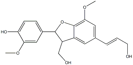 2-(4-ヒドロキシ-3-メトキシフェニル)-7-メトキシ-5-[(E)-3-ヒドロキシ-1-プロペニル]-2,3-ジヒドロベンゾフラン-3-メタノール 化学構造式