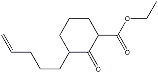 3-(4-ペンテニル)-2-オキソシクロヘキサンカルボン酸エチル 化学構造式
