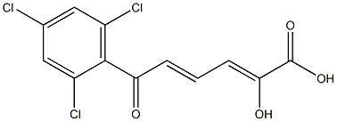 (2Z,4E)-2-ヒドロキシ-6-(2,4,6-トリクロロフェニル)-6-オキソ-2,4-ヘキサジエン酸 化学構造式