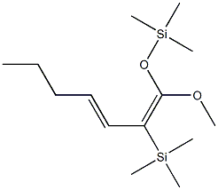 (1E,3E)-1-メトキシ-1-トリメチルシロキシ-2-トリメチルシリル-1,3-ヘプタジエン 化学構造式