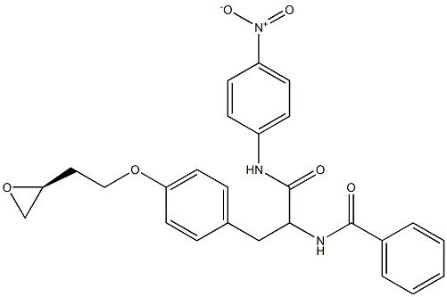 (S)-2-ベンゾイルアミノ-N-(4-ニトロフェニル)-3-[4-[2-(オキシラン-2-イル)エトキシ]フェニル]プロピオンアミド 化学構造式
