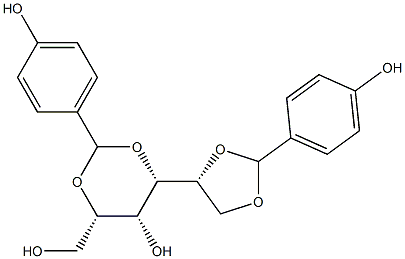 2-O,4-O:5-O,6-O-ビス(4-ヒドロキシベンジリデン)-D-グルシトール 化学構造式