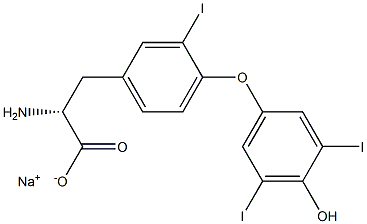(R)-2-アミノ-3-[4-(4-ヒドロキシ-3,5-ジヨードフェノキシ)-3-ヨードフェニル]プロパン酸ナトリウム 化学構造式