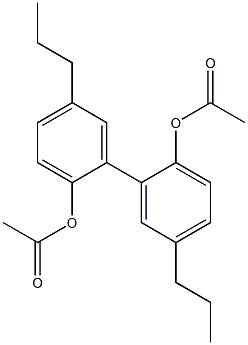 2-アセトキシ-2'-アセトキシ-5,5'-ジプロピル-1,1'-ビフェニル 化学構造式