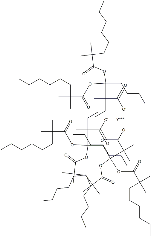 イットリウムビス(2,2-ジメチルオクタノアート)(2-エチル-2-メチルヘプタノアート) 化学構造式