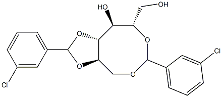 1-O,5-O:2-O,3-O-ビス(3-クロロベンジリデン)-L-グルシトール 化学構造式