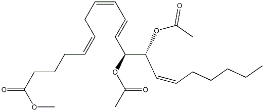 (5Z,8Z,10E,12S,13R,14Z)-12,13-ジアセトキシ-5,8,10,14-イコサテトラエン酸メチル 化学構造式