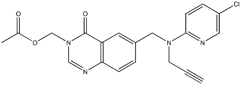 3-アセチルオキシメチル-6-[N-(5-クロロ-2-ピリジニル)-N-(2-プロピニル)アミノメチル]キナゾリン-4(3H)-オン 化学構造式