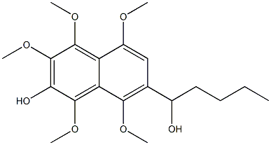 1,3,4,5,8-ペンタメトキシ-7-(1-ヒドロキシペンチル)ナフタレン-2-オール 化学構造式