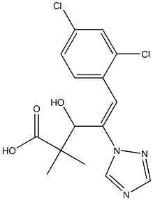 (E)-5-(2,4-ジクロロフェニル)-2,2-ジメチル-3-ヒドロキシ-4-(1H-1,2,4-トリアゾール-1-イル)-4-ペンテン酸 化学構造式