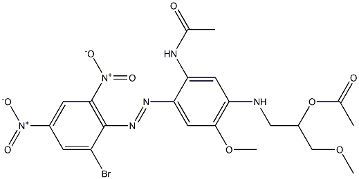 2-アセチルアミノ-4-[[2-(アセチルオキシ)-3-メトキシプロピル]アミノ]-5-メトキシ-2'-ブロモ-4',6'-ジニトロアゾベンゼン 化学構造式