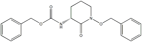 (3R)-1-ベンジルオキシ-3-(ベンジルオキシカルボニルアミノ)ピペリジン-2-オン 化学構造式