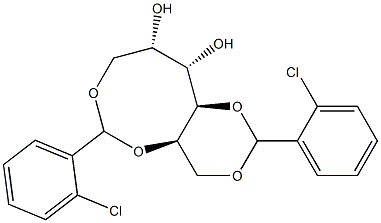 1-O,3-O:2-O,6-O-ビス(2-クロロベンジリデン)-L-グルシトール 化学構造式