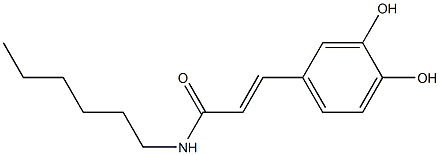 (E)-N-ヘキシル-3-(3,4-ジヒドロキシフェニル)プロペンアミド 化学構造式