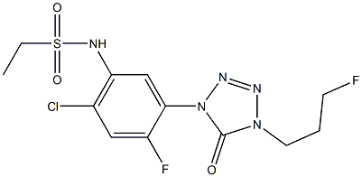 1-(2-フルオロ-4-クロロ-5-エチルスルホニルアミノフェニル)-4-(3-フルオロプロピル)-1H-テトラゾール-5(4H)-オン 化学構造式