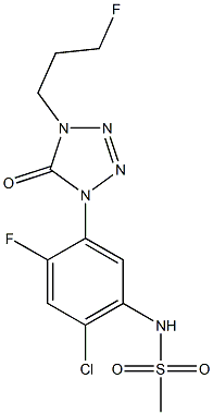 1-(2-フルオロ-4-クロロ-5-メチルスルホニルアミノフェニル)-4-(3-フルオロプロピル)-1H-テトラゾール-5(4H)-オン 化学構造式