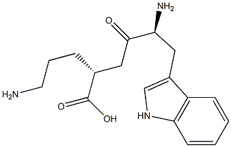 (2R)-5-アミノ-2-[(S)-4-(1H-インドール-3-イル)-3-アミノ-2-オキソブチル]ペンタン酸 化学構造式